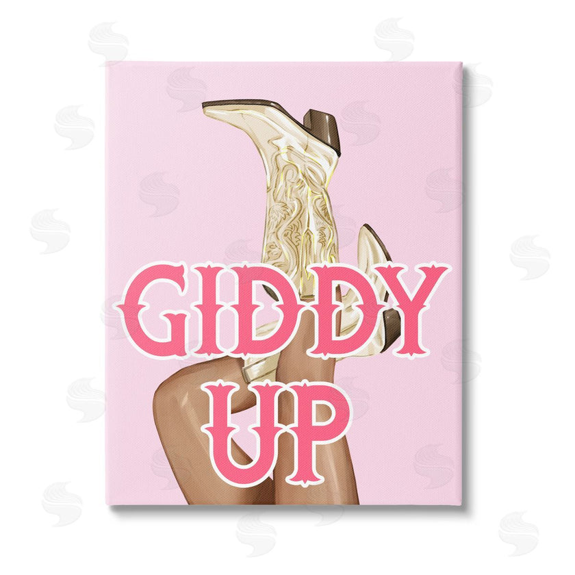 Ziwei Li Giddy Up Cowgirl Phrase Canvas Wall Art