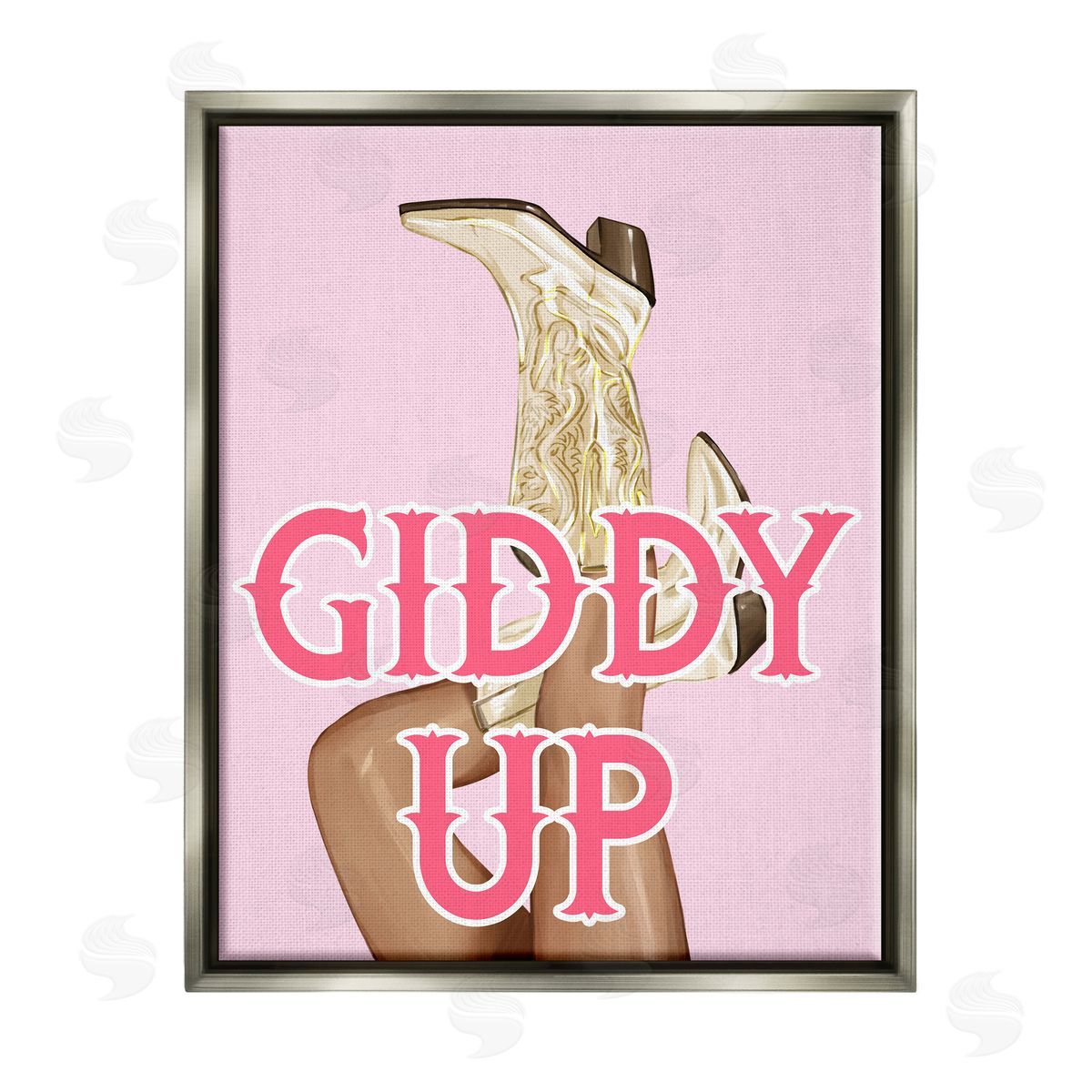 Ziwei Li Giddy Up Cowgirl Phrase Gray Floater Frame Canvas Artside_