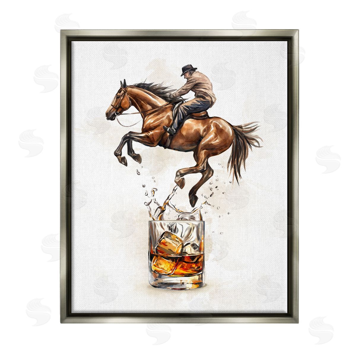 Ziwei Li Cowboy & Bourbon Gray Floater Frame Canvas Artside_