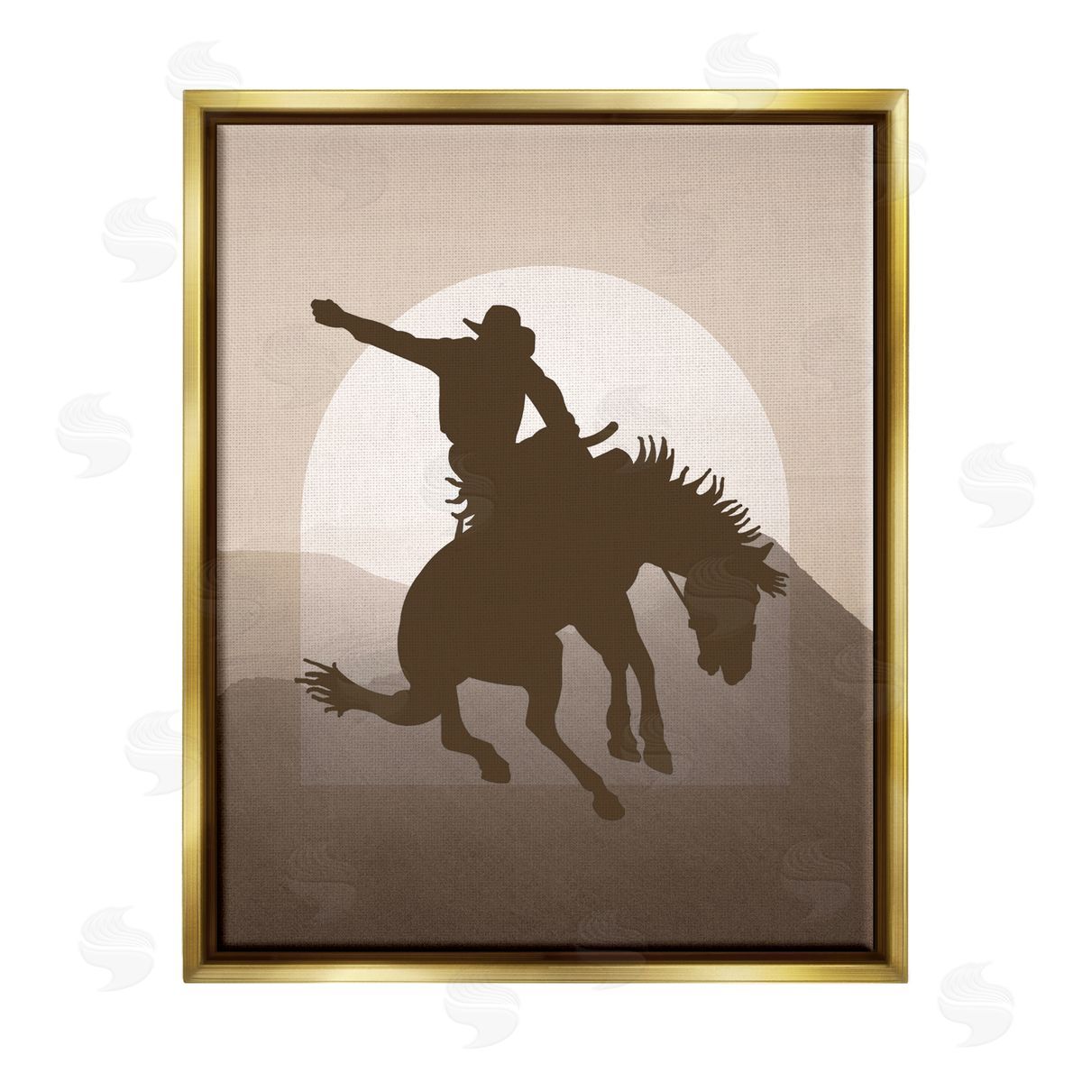 Karen Smith Modern Cowboy Silhouette Gold Floater Frame Canvas Artside_