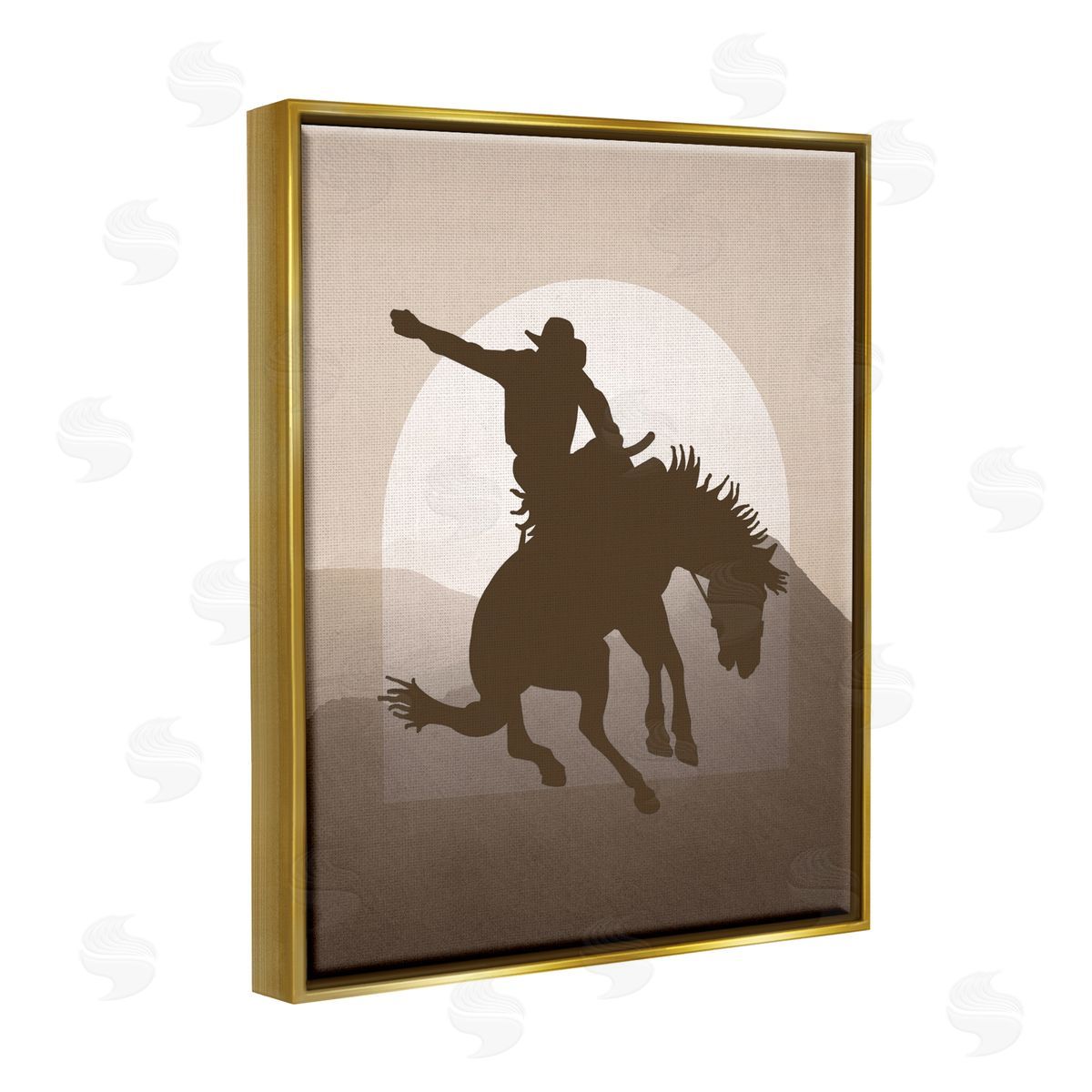 Karen Smith Modern Cowboy Silhouette Gold Floater Frame Canvas Artside_
