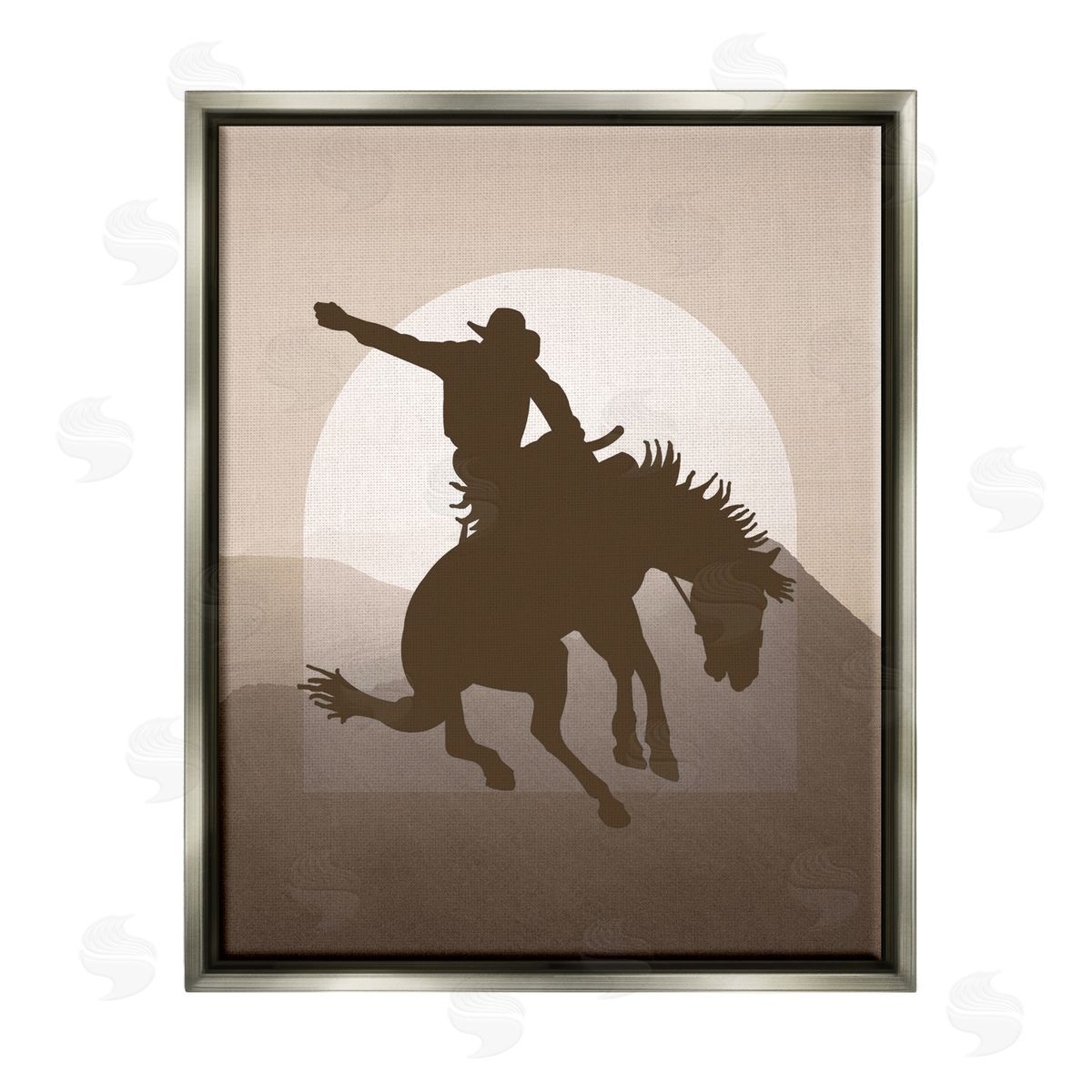 Karen Smith Modern Cowboy Silhouette Gray Floater Frame Canvas Artside_