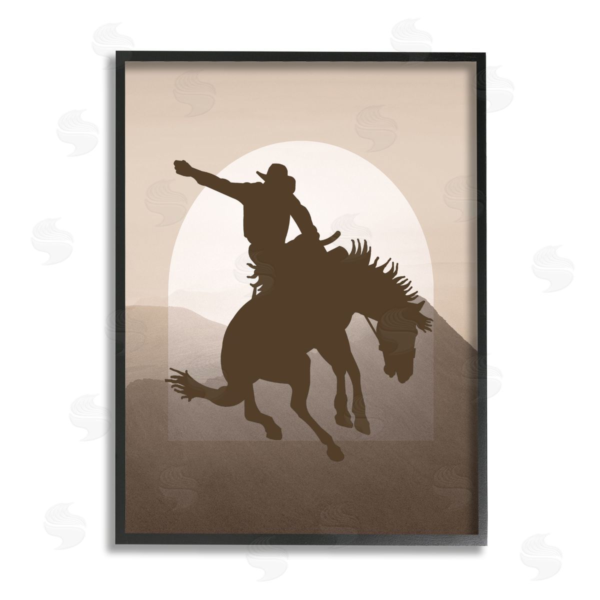 Karen Smith Modern Cowboy Silhouette Black Framed Giclee Wall Artside_