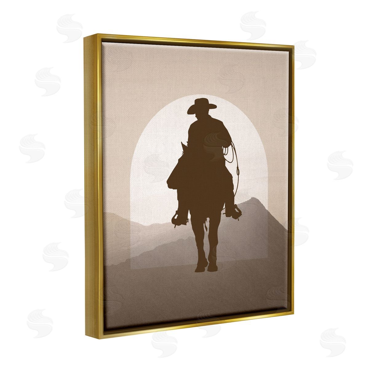 Karen Smith Cowboy & Desert Dunes Gold Floater Frame Canvas Artside_