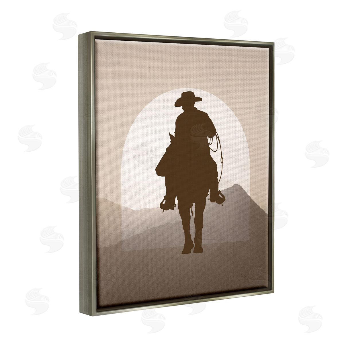 Karen Smith Cowboy & Desert Dunes Gray Floater Frame Canvas Artside_