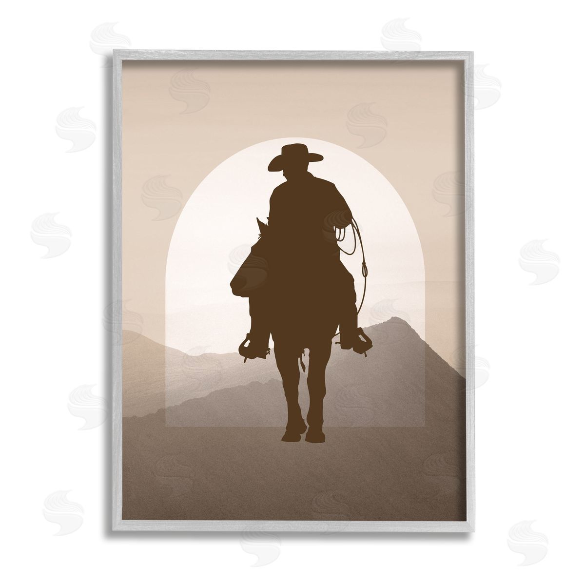 Karen Smith Cowboy & Desert Dunes Gray Framed Giclee Wall Artside_