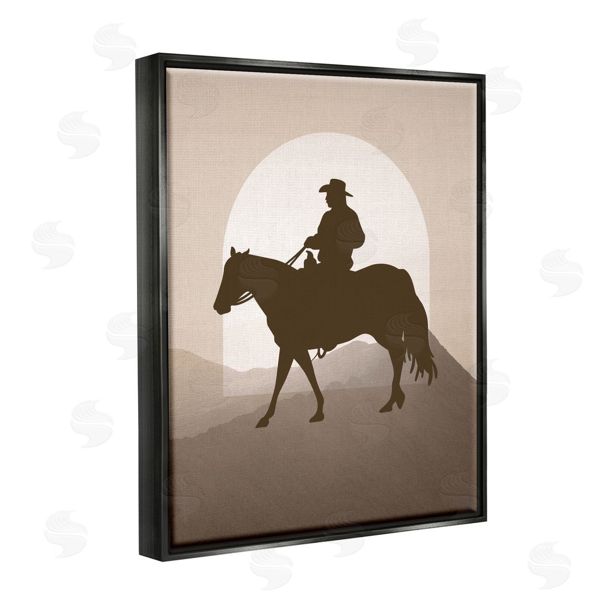 Karen Smith Cowboy & Mountains Black Floater Frame Canvas Artside_