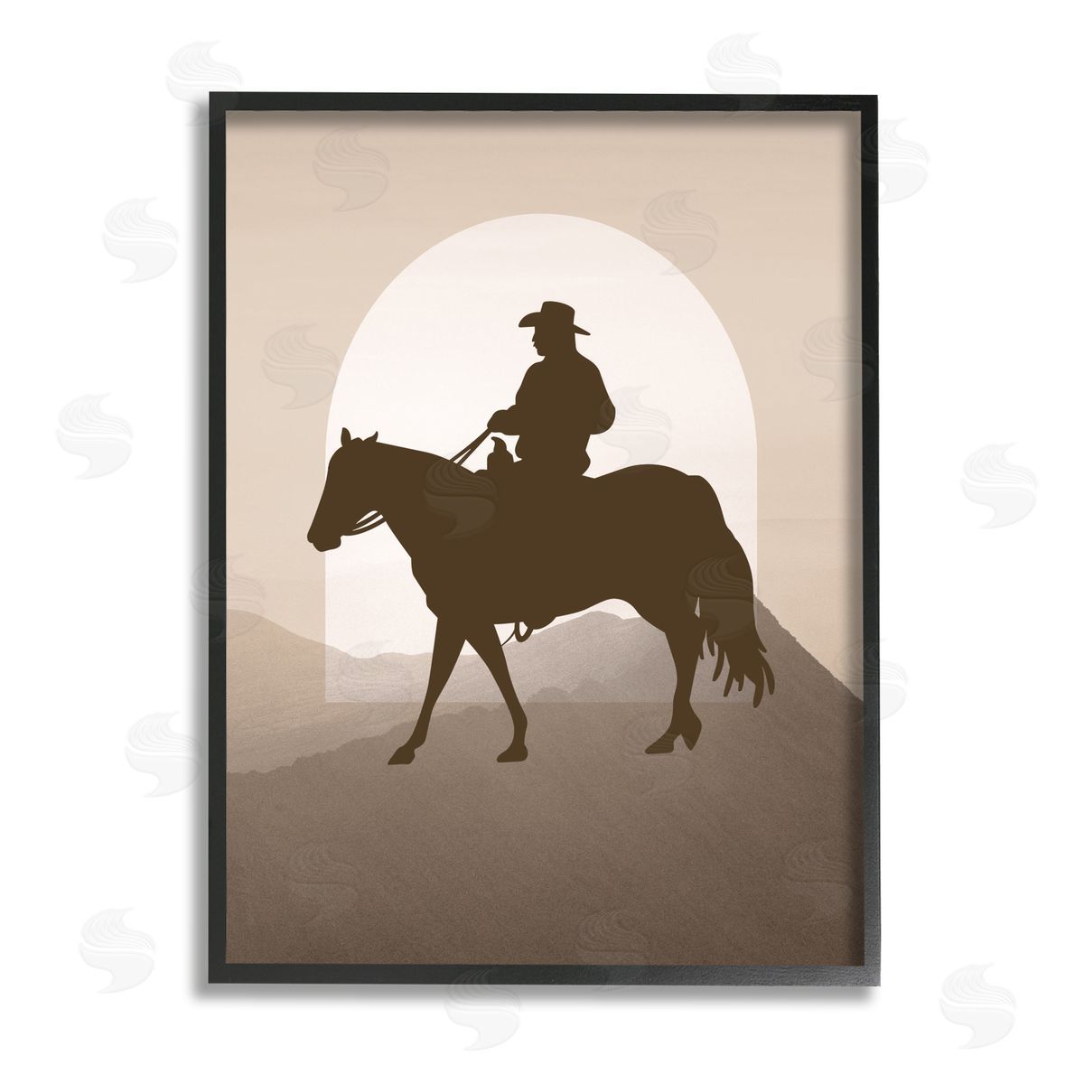 Karen Smith Cowboy & Mountains Black Framed Giclee Wall Artside_