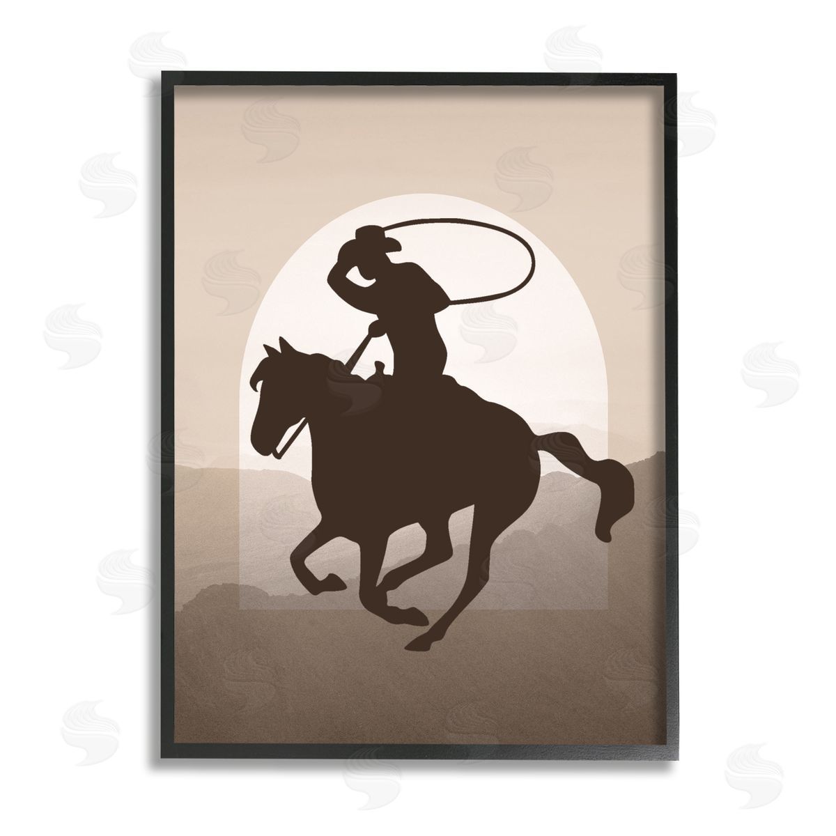 Karen Smith Cowboy with Lasso Black Framed Giclee Wall Artside_