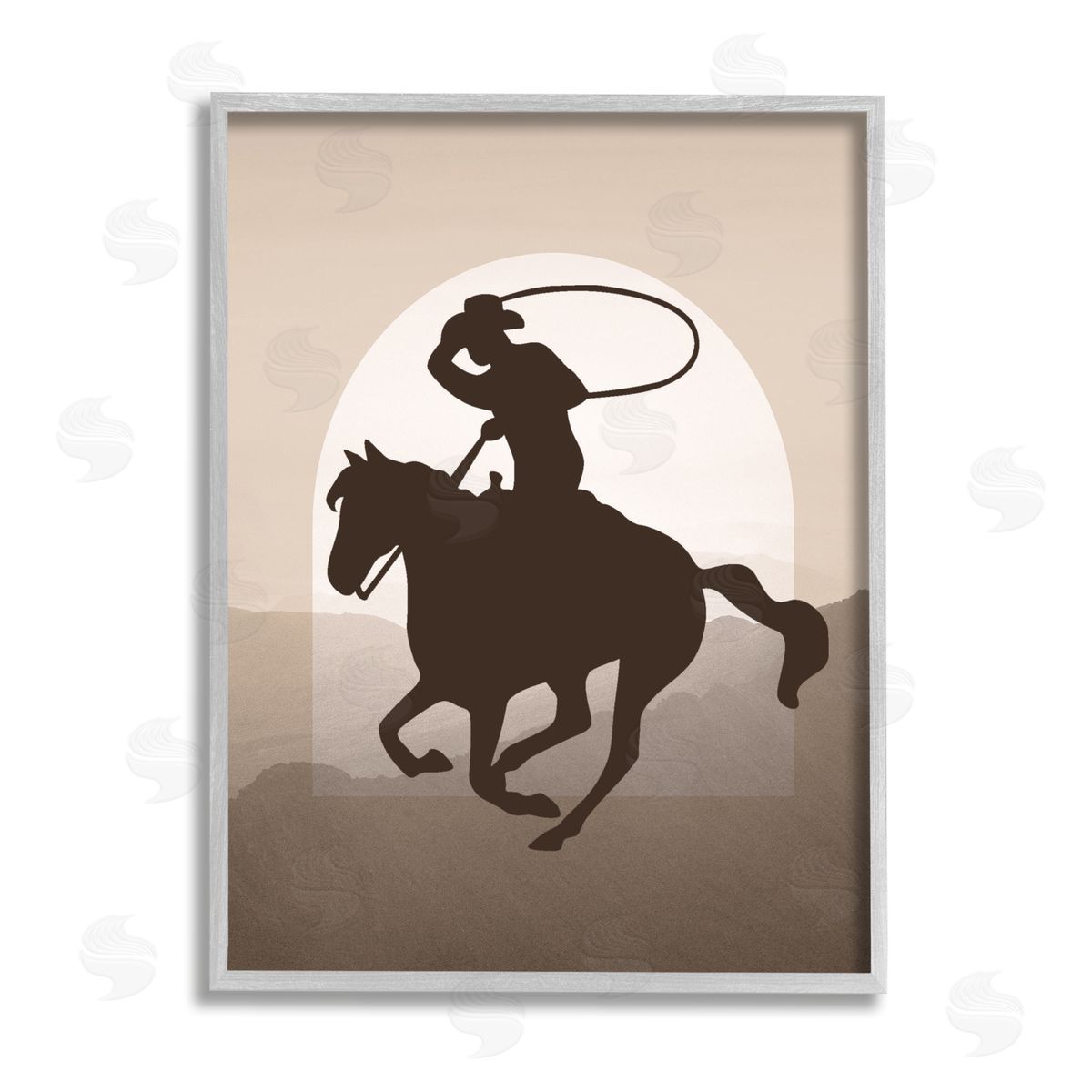 Karen Smith Cowboy with Lasso Gray Framed Giclee Wall Artside_