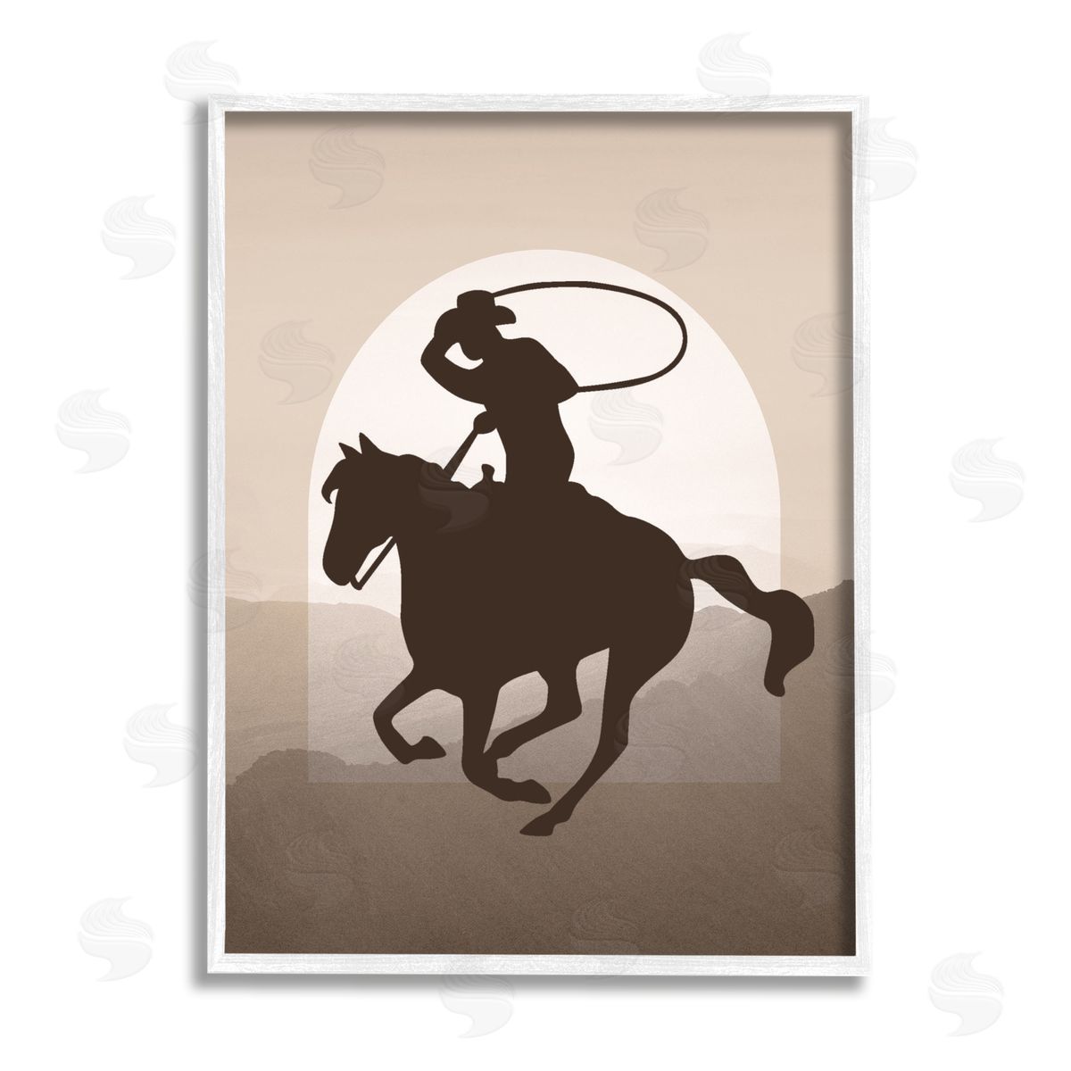 Karen Smith Cowboy with Lasso White Framed Giclee Wall Artside_