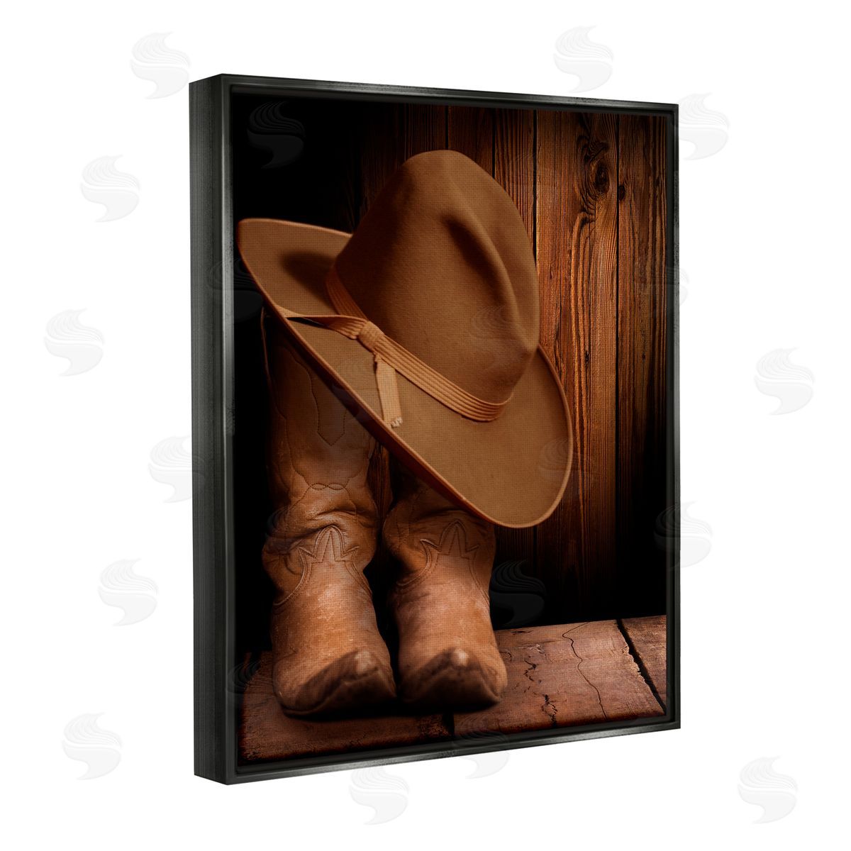 Marcus Prime Cowboy Boots & Hat Black Floater Frame Canvas Artside_