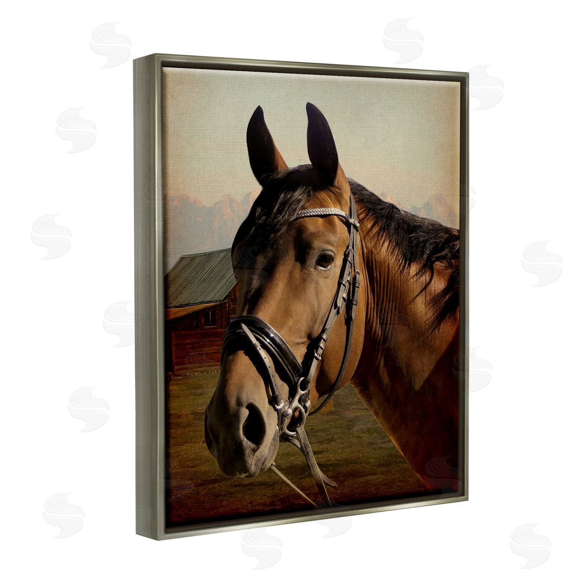 Marcus Prime Brown Horse Portrait Gray Floater Frame Canvas Artside_