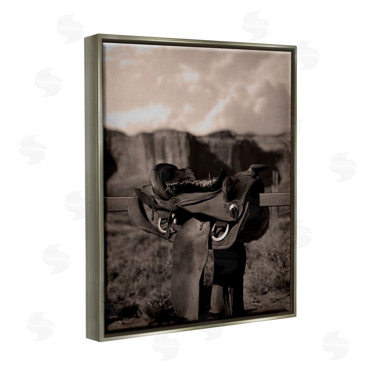 Marcus Prime Horse Saddle in Desert Gray Floater Frame Canvas Artside_