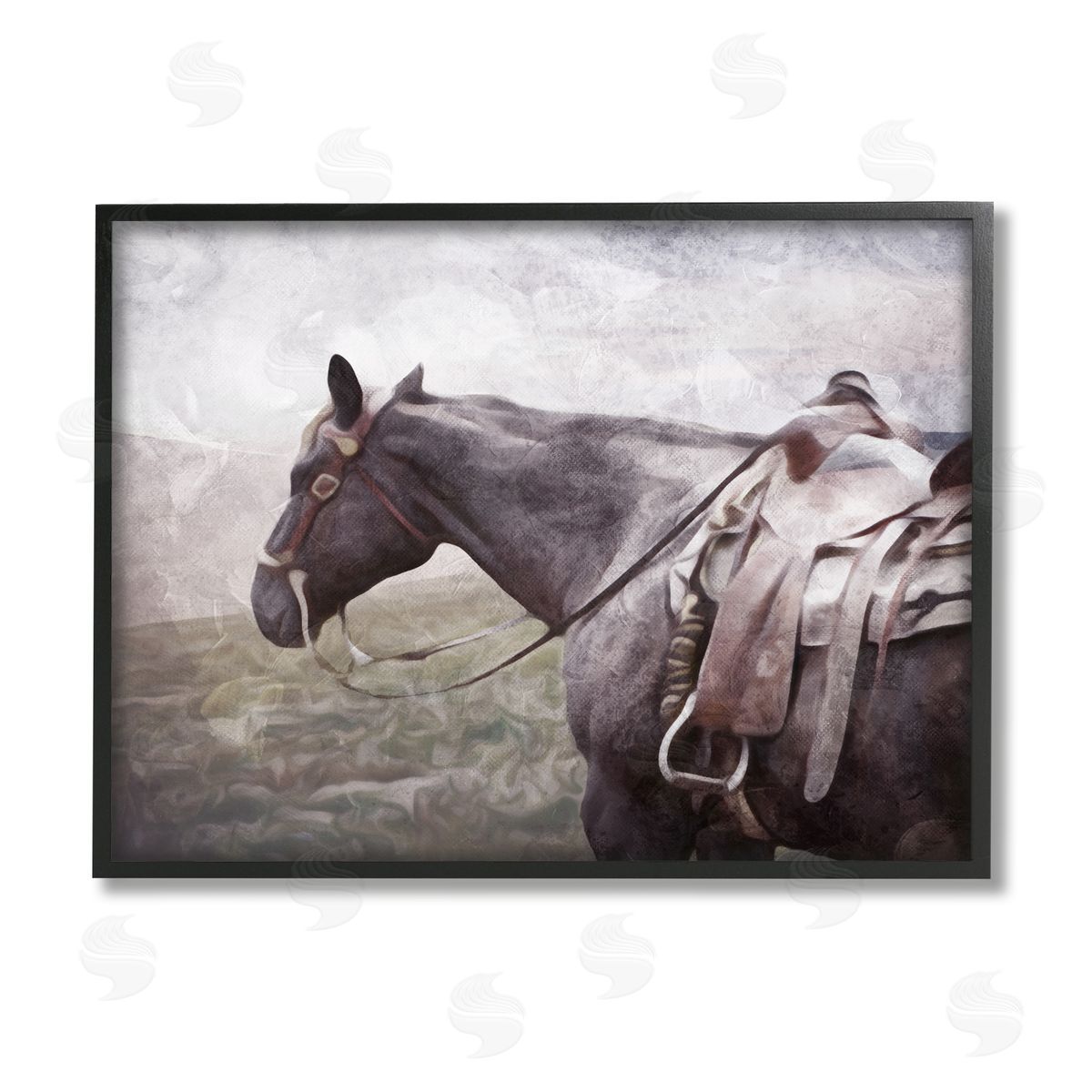 Milli Villa Horse with Saddle Black Framed Giclee Wall Artside_