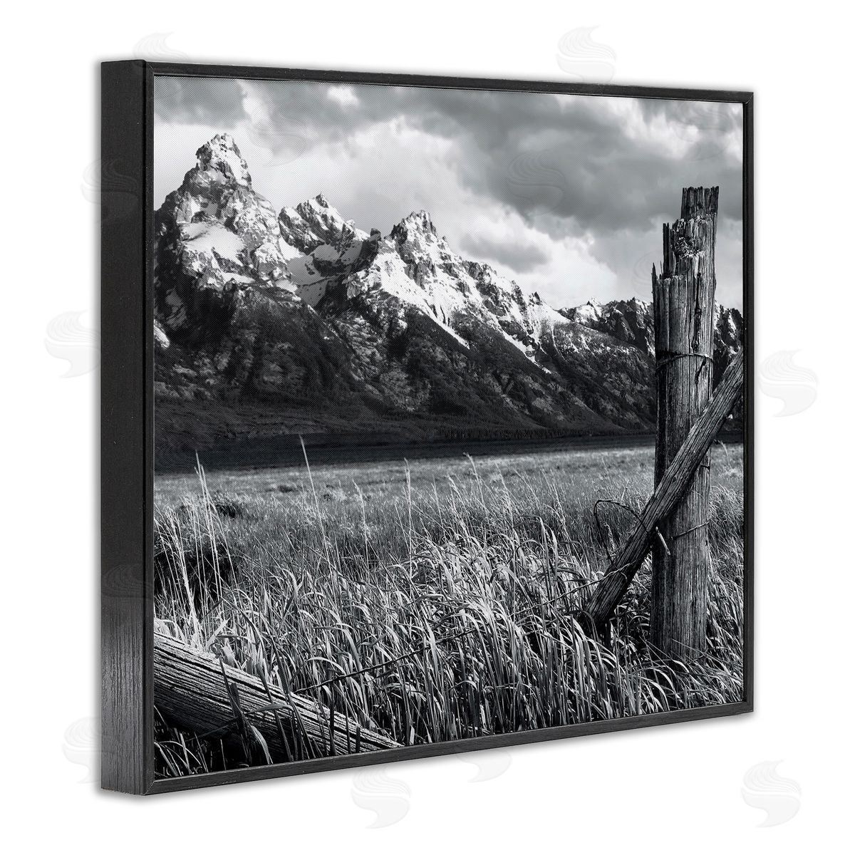 Grassland Fence Photography Black Frame Print Wall Art, Home Decor by Steve Toole