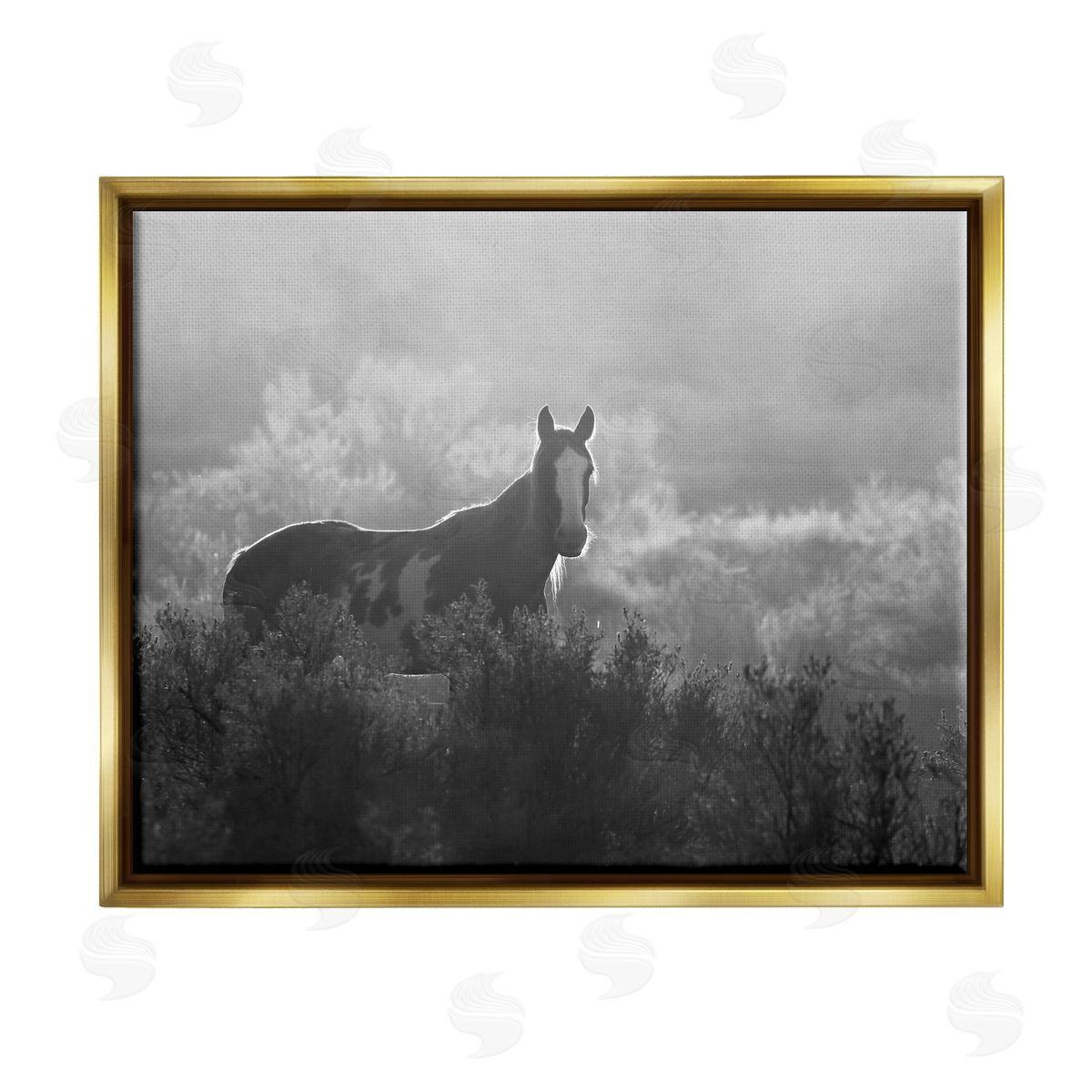Steve Toole Horse in Nature Trees Gold Floater Frame Canvas Artside_