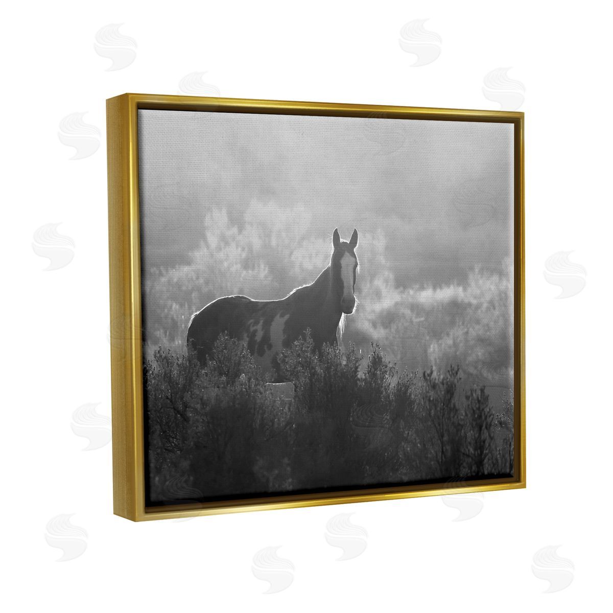 Steve Toole Horse in Nature Trees Gold Floater Frame Canvas Artside_