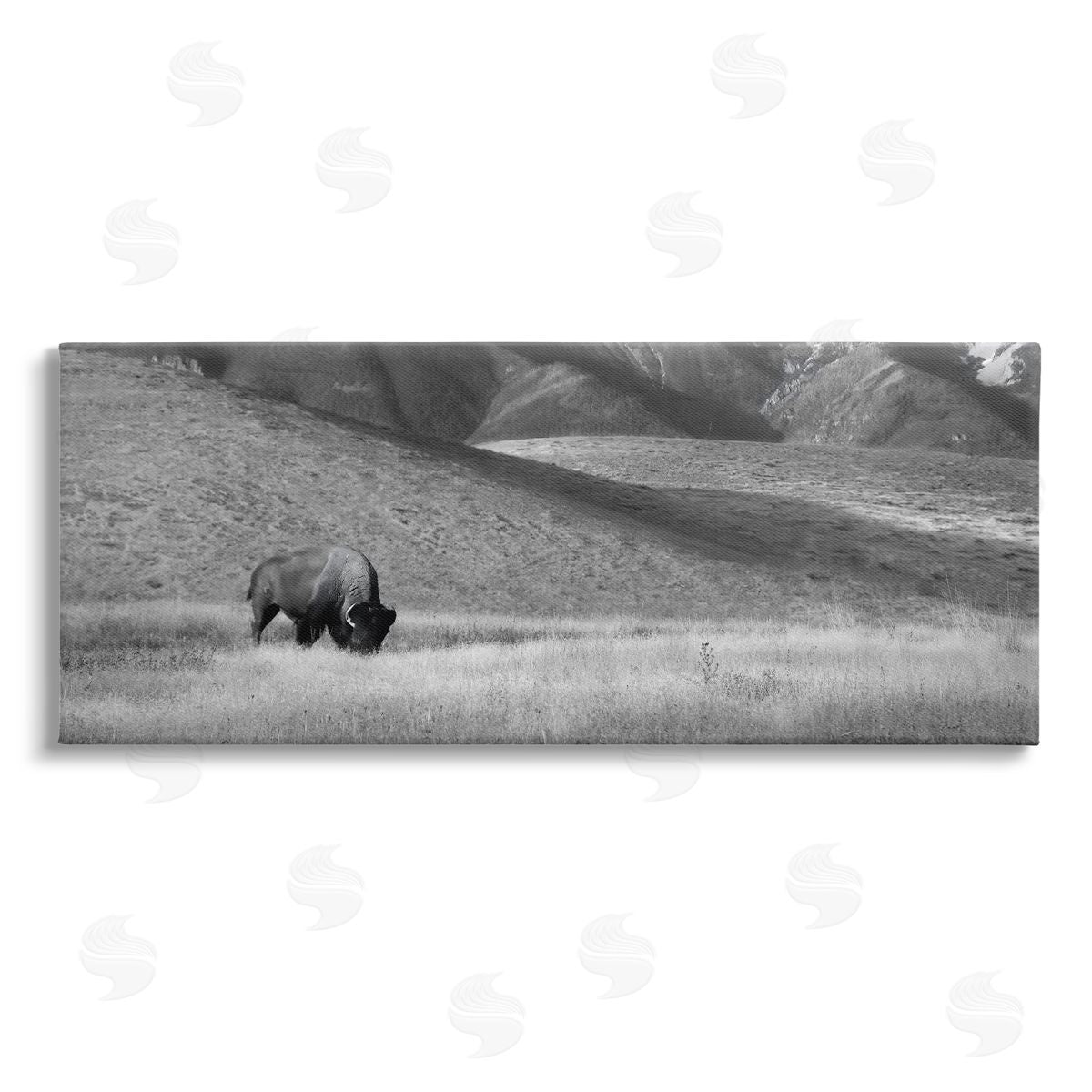 Steve Toole Bison with Mountain Peaks Canvas Wall Art