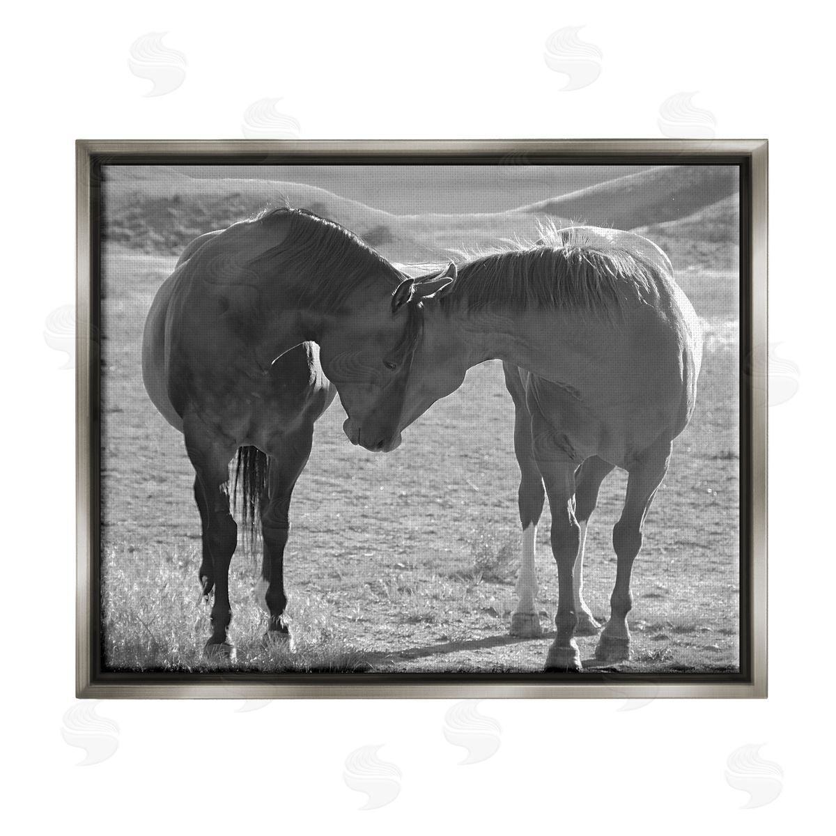 Steve Toole Horses Hugging Photography Gray Floater Frame Canvas Artside_