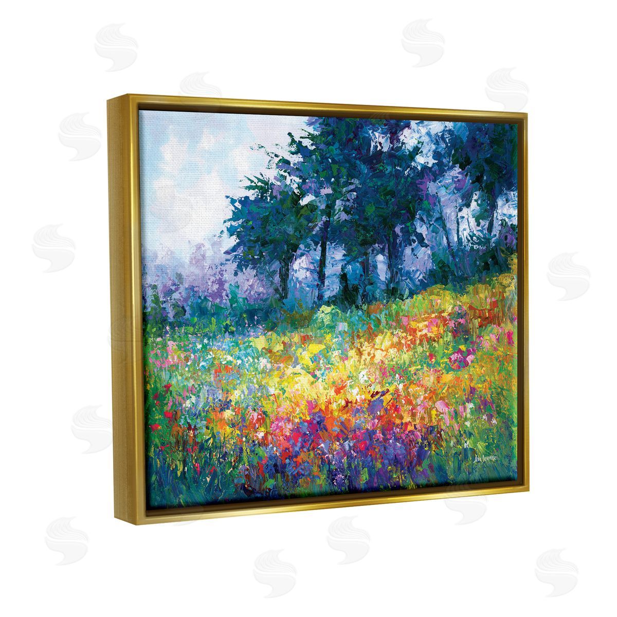 Leon Devenice Wildflowers in Bloom Meadow Gold Floater Frame Canvas Artside_