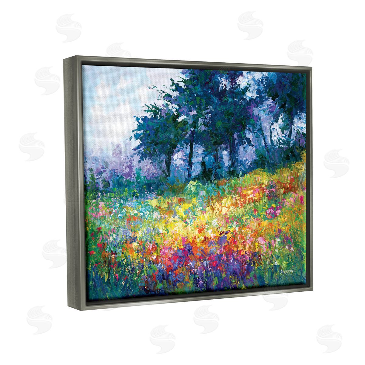 Leon Devenice Wildflowers in Bloom Meadow Gray Floater Frame Canvas Artside_