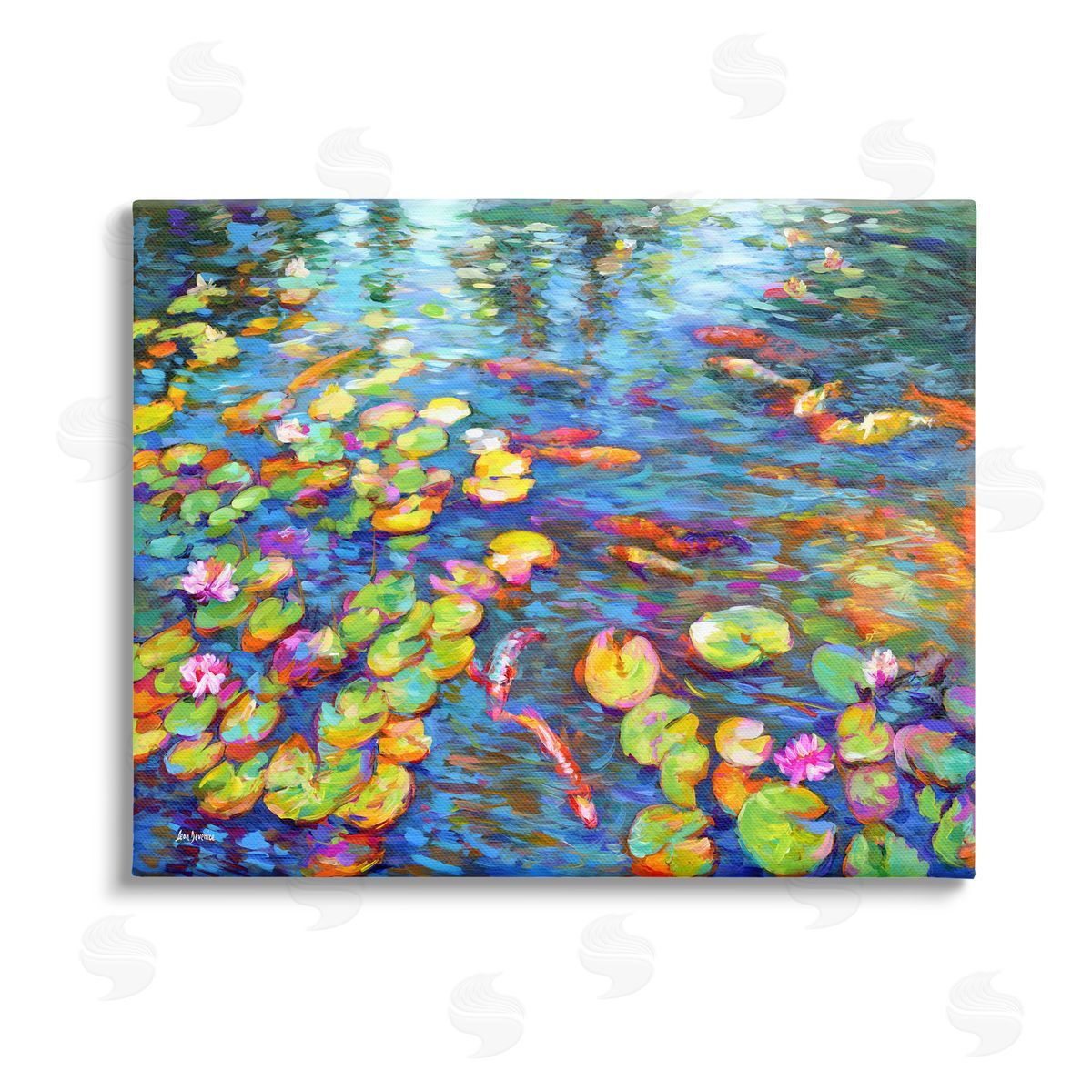 Leon Devenice Koi Fish and Water Lilies Canvas Wall Art