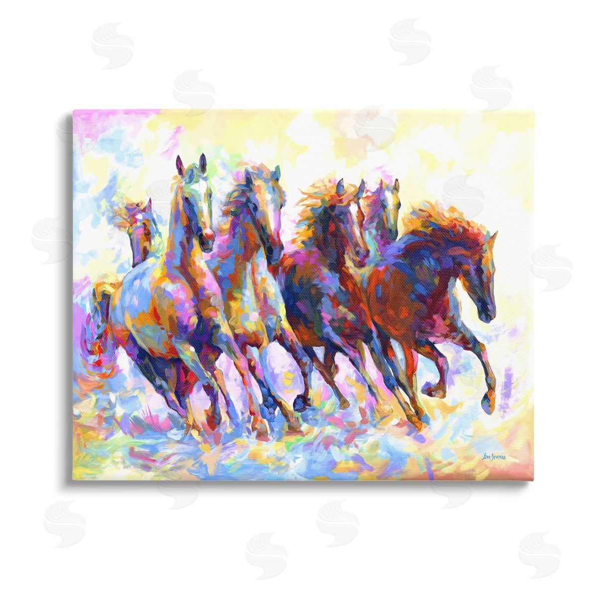 Leon Devenice Vivid Wild Horses Running Canvas Wall Art