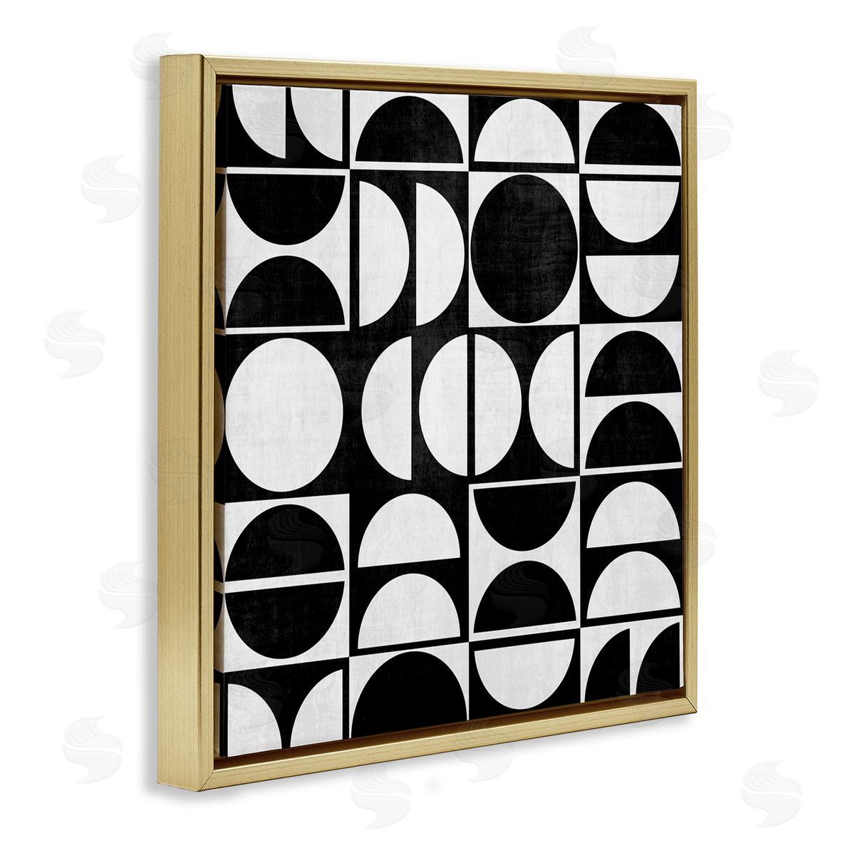Black & White Arch Pattern Gold Floating Frame Canvas Wall Art, Home Decor by Natalie Carpentieri