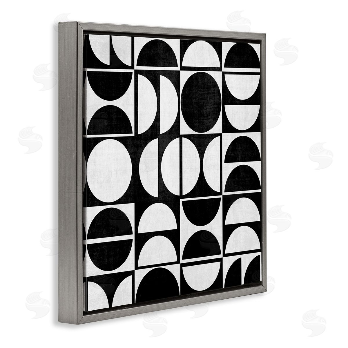 Black & White Arch Pattern Grey Floating Frame Canvas Wall Art, Home Decor by Natalie Carpentieri