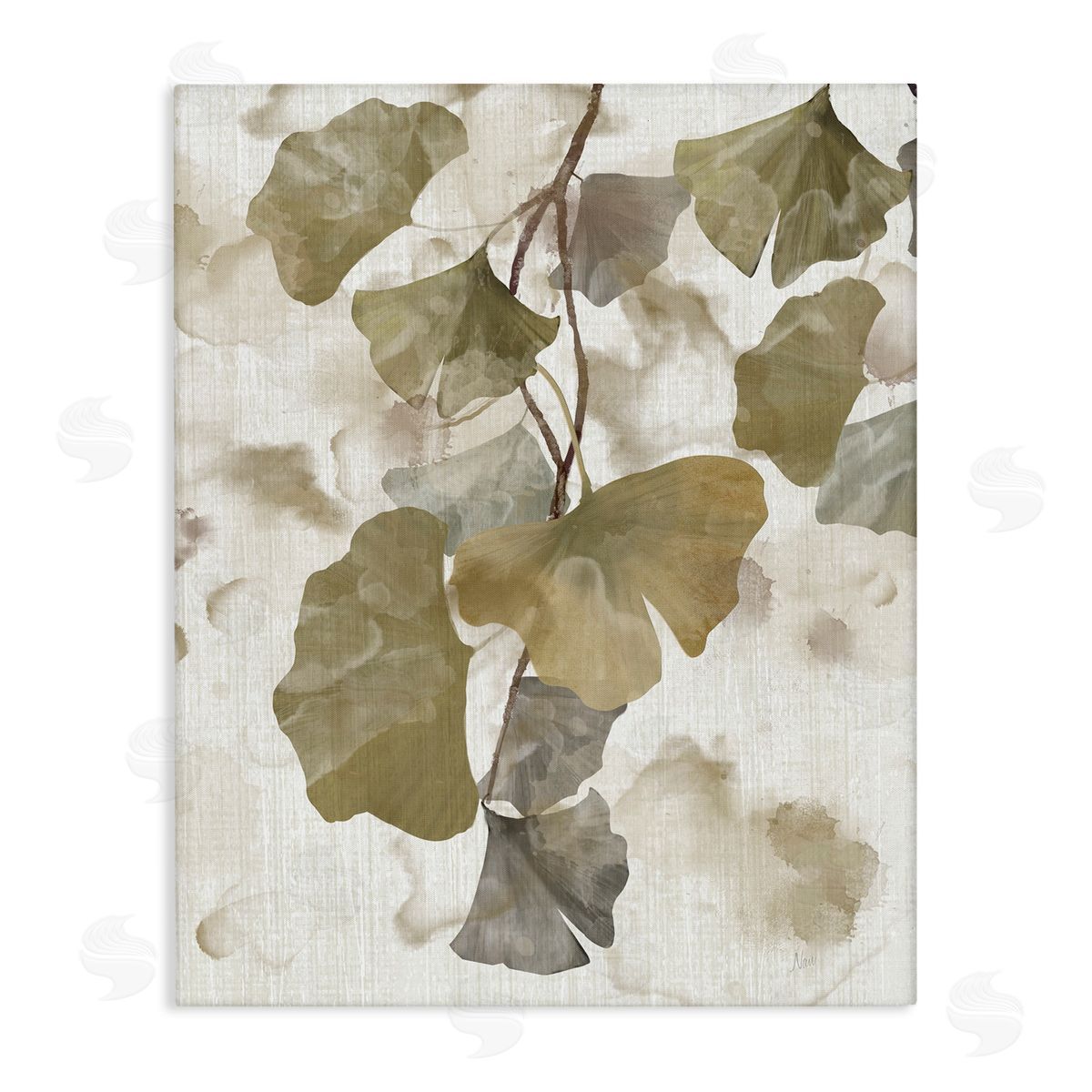Rustic Ginkgo Leaves Canvas Wall Art, Home Decor by Nan