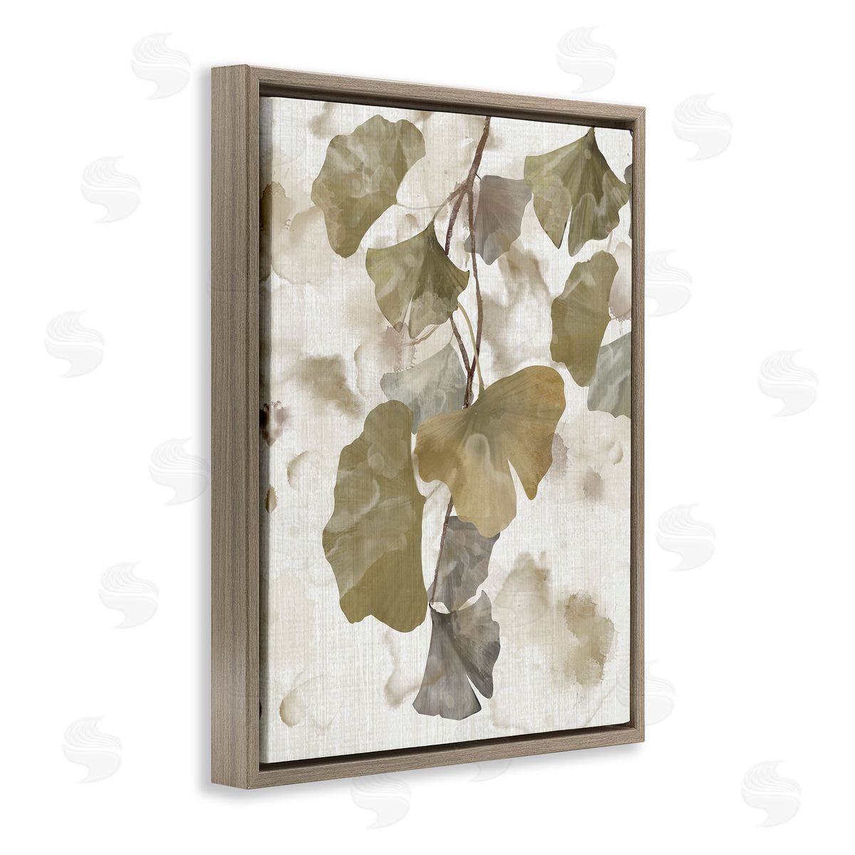 Rustic Ginkgo Leaves Brown Floating Frame Canvas Wall Art, Home Decor by Nan