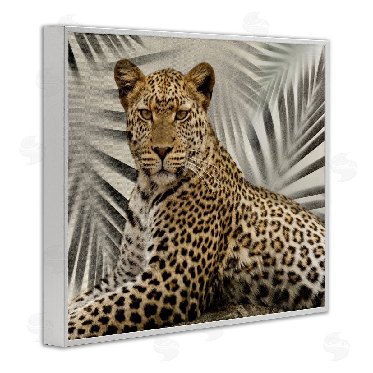 Leopard with Palm Fronds White Frame Print Wall Art, Home Decor by Danita Delimont