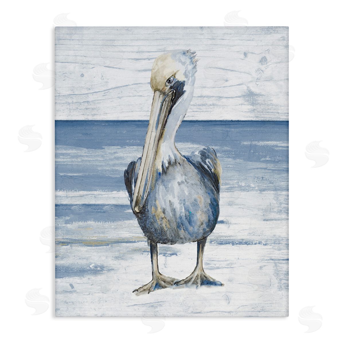 Rustic Nautical Pelican Canvas Wall Art, Home Decor by Patricia Pinto