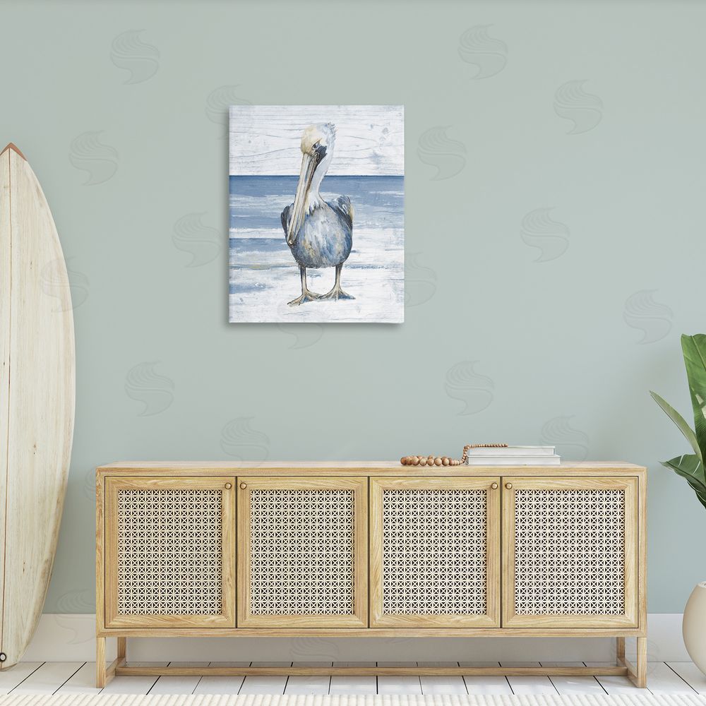 Patricia Pinto Rustic Nautical Pelican Canvas Wall Art Print in Room
