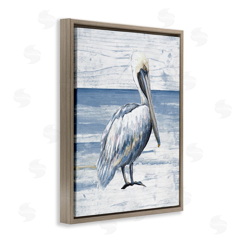 Patricia Pinto Rustic Plank Pattern Pelican Brown Floating Frame Canvas Wall Art Print
