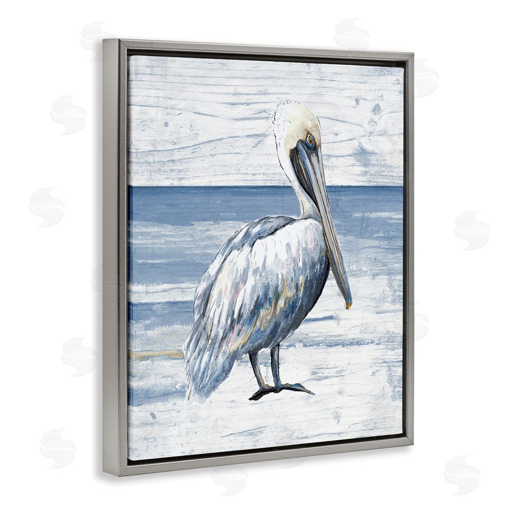 Patricia Pinto Rustic Plank Pattern Pelican Grey Floating Frame Canvas Wall Art Print