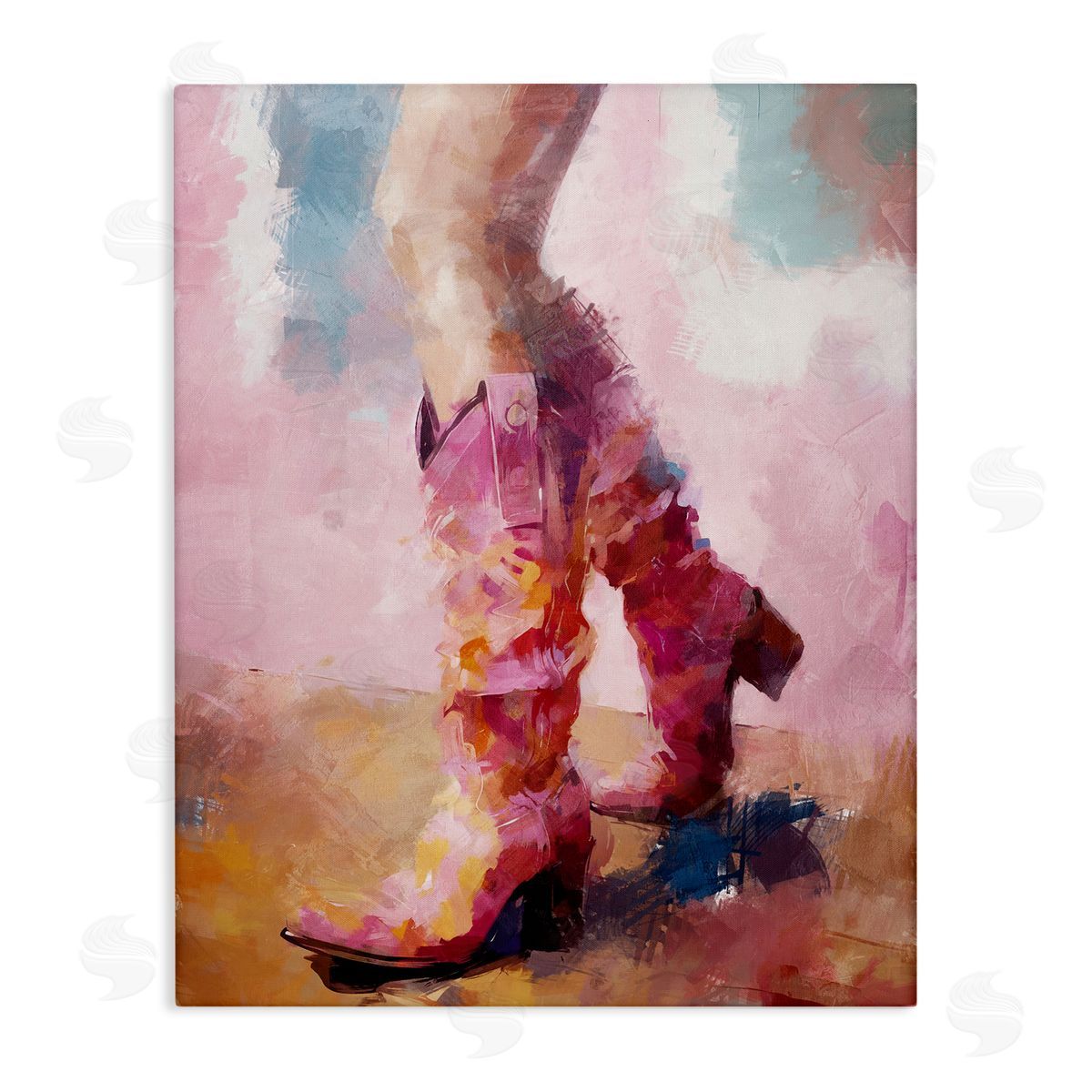 Abstract Pink Cowgirl Boots Canvas Wall Art, Home Decor by Ziwei Li