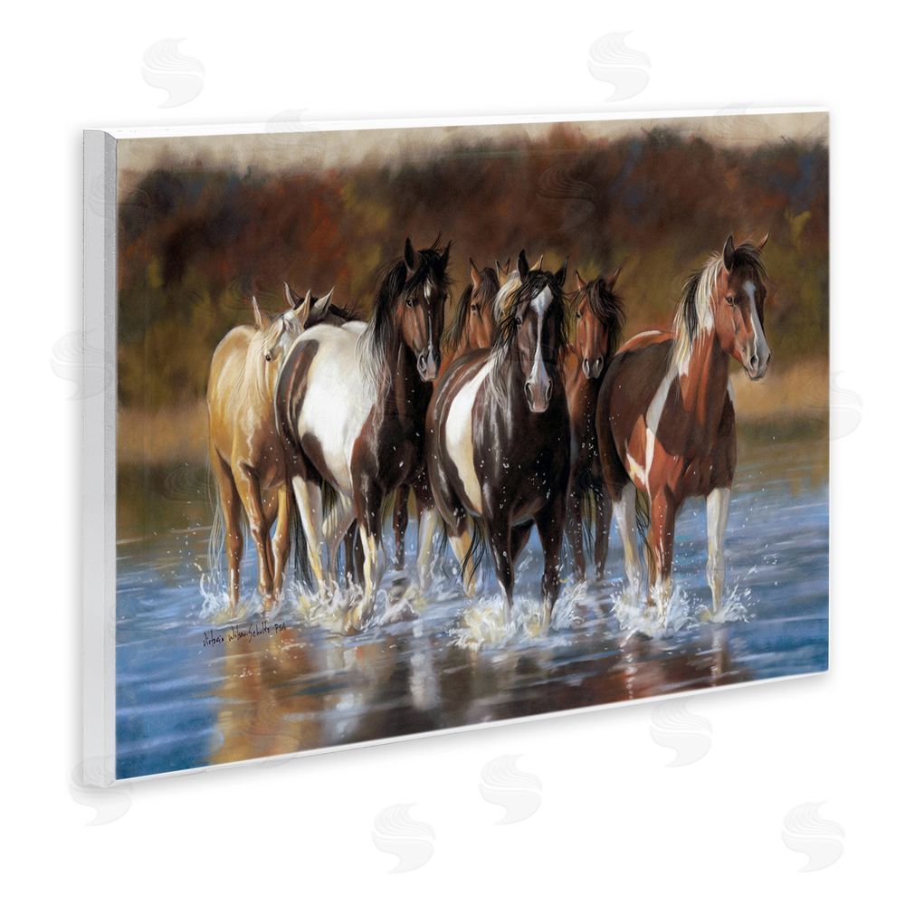 Victoria Schultz Horses Splashing Shallow Pond Wall Plaque Art Print