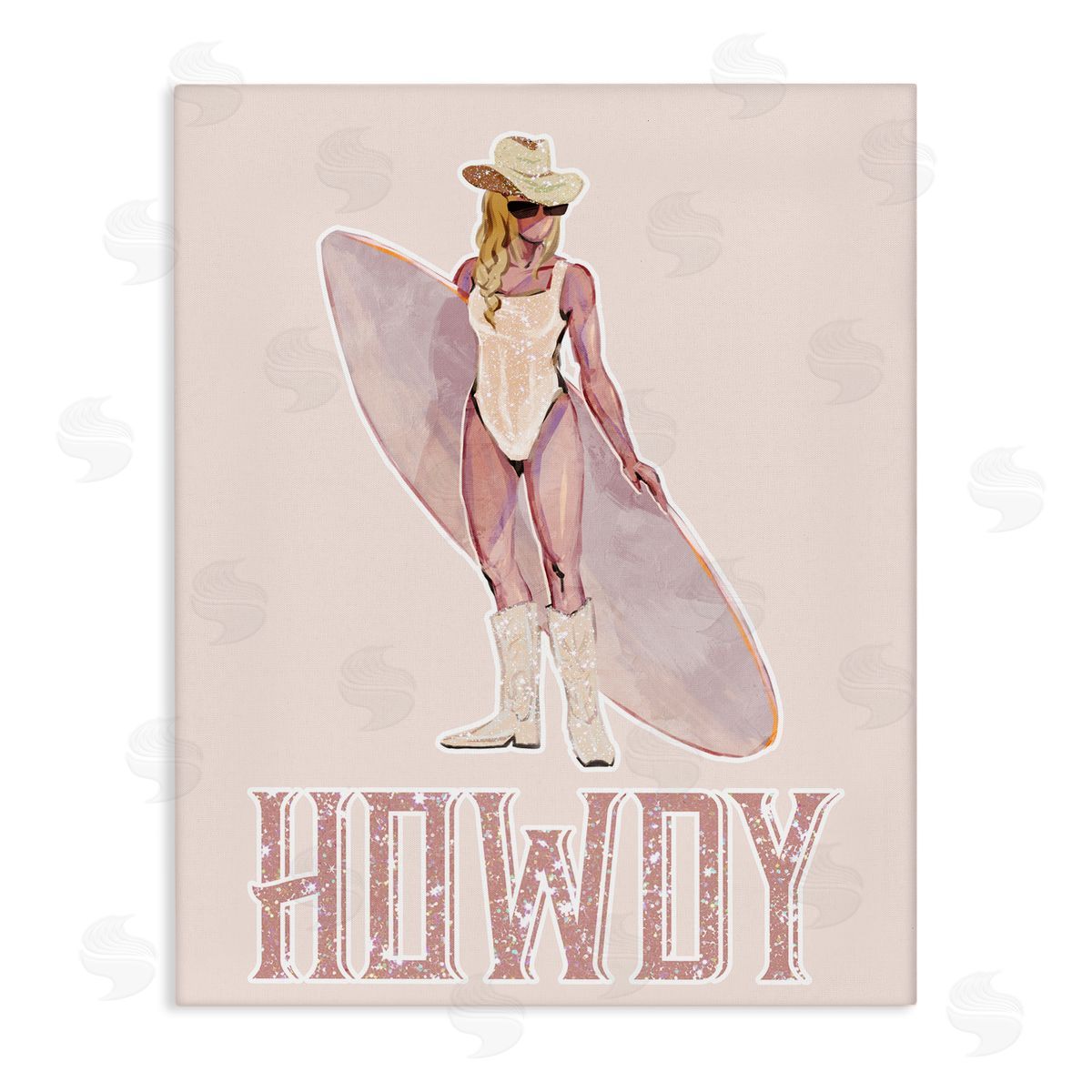 Ziwei Li Howdy Coastal Cowgirl Stretched Canvas Wall Art Print