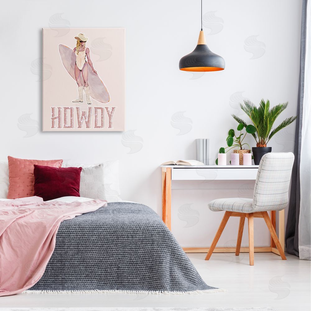 Ziwei Li Howdy Coastal Cowgirl Canvas Wall Art Print in Room