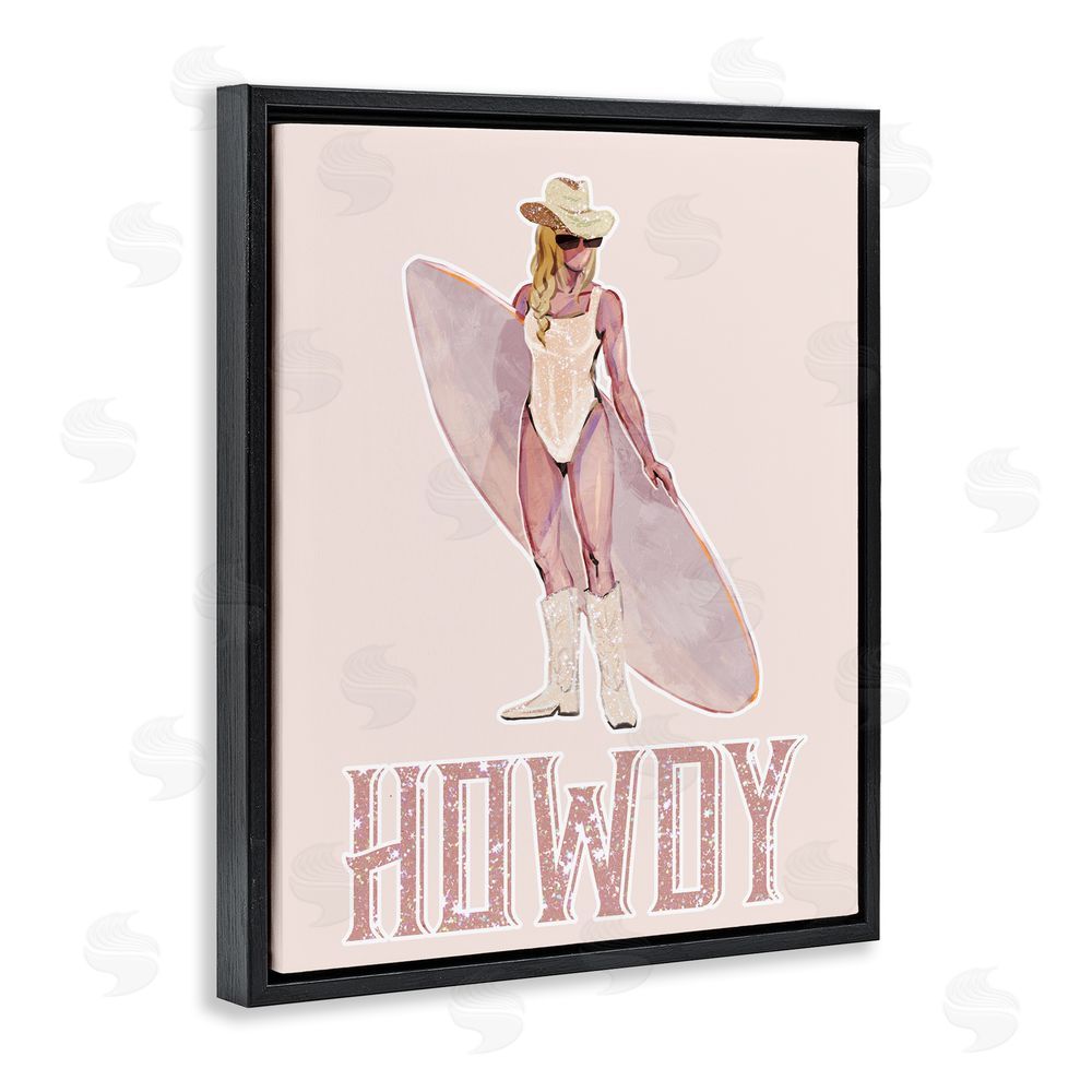 Ziwei Li Howdy Coastal Cowgirl Black Floating Frame Canvas Wall Art Print