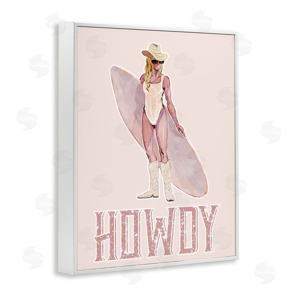 Ziwei Li Howdy Coastal Cowgirl White Framed Giclee Wall Art Print