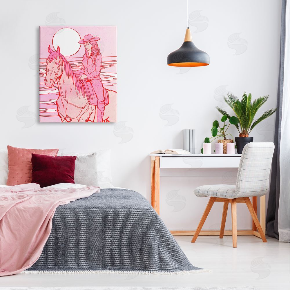 Ziwei Li Vintage Coastal Cowgirl Canvas Wall Art Print in Room