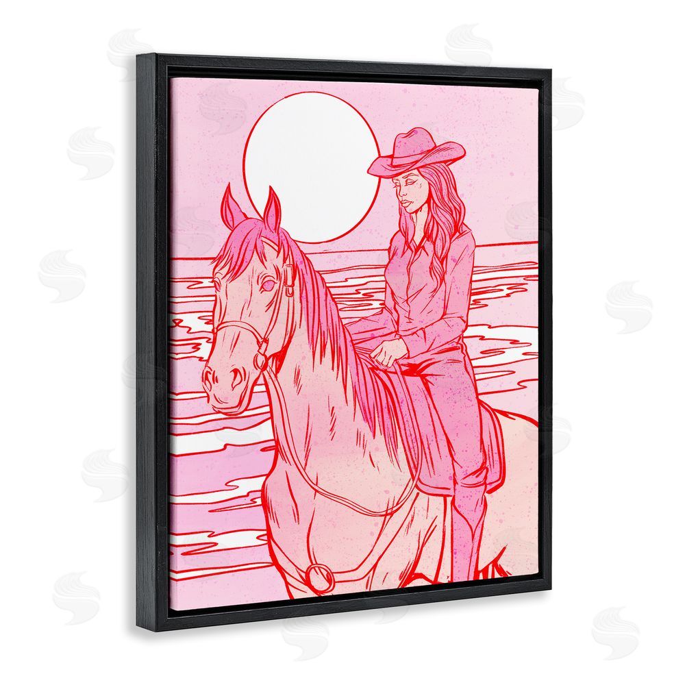 Ziwei Li Vintage Coastal Cowgirl Black Floating Frame Canvas Wall Art Print