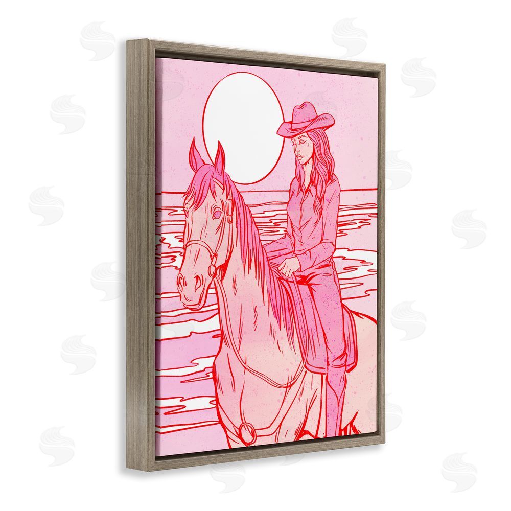 Ziwei Li Vintage Coastal Cowgirl Brown Floating Frame Canvas Wall Art Print