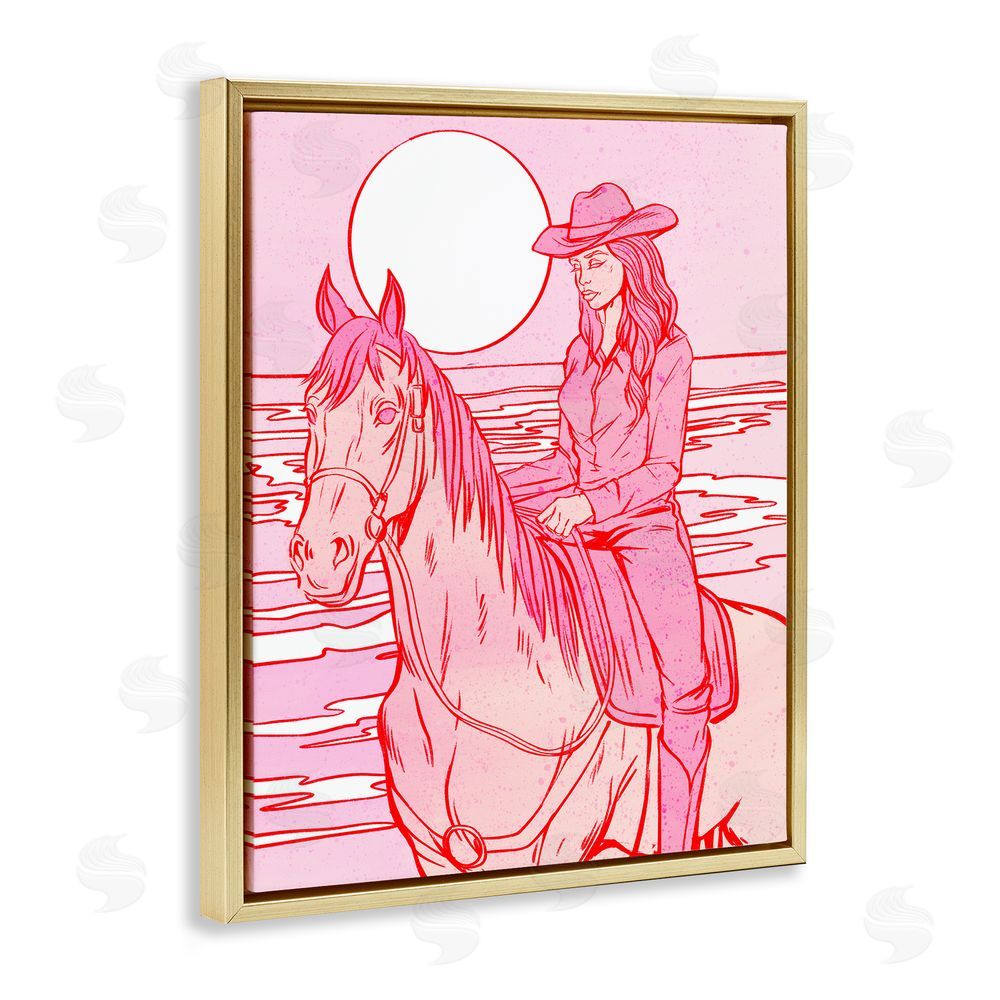 Ziwei Li Vintage Coastal Cowgirl Gold Floating Frame Canvas Wall Art Print