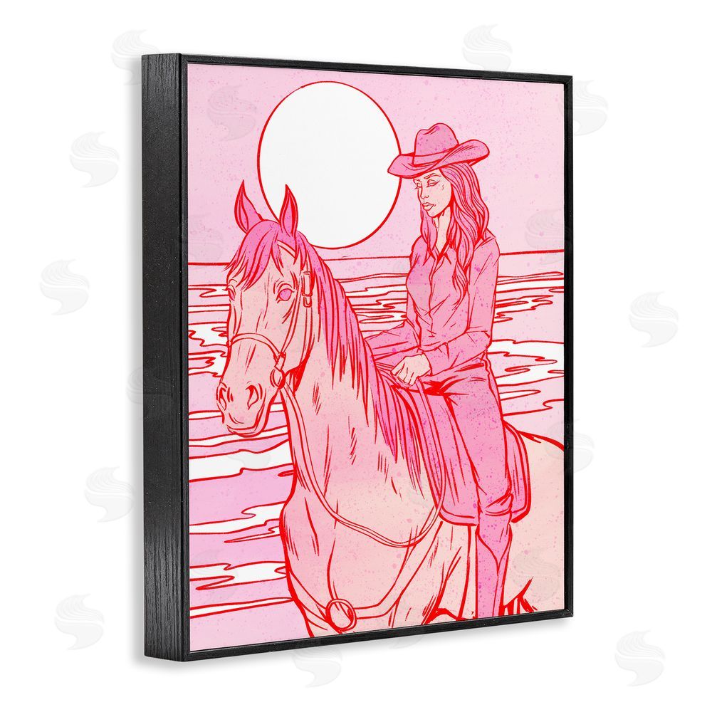 Ziwei Li Vintage Coastal Cowgirl Black Framed Giclee Wall Art Print