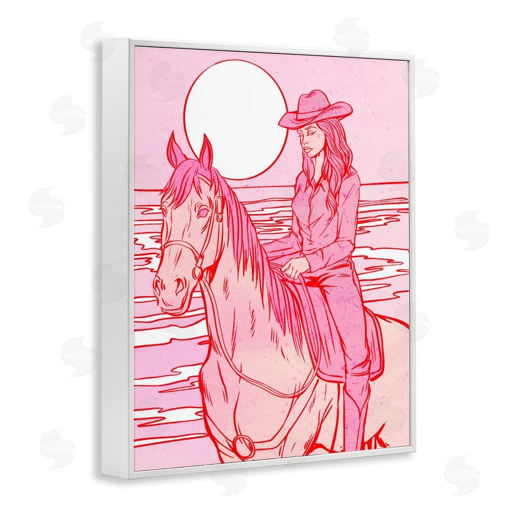 Ziwei Li Vintage Coastal Cowgirl White Framed Giclee Wall Art Print