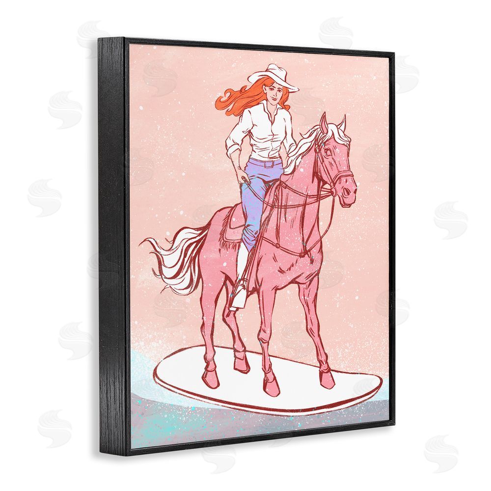 Ziwei Li Vintage Cowgirl on Board Black Framed Giclee Wall Art Print